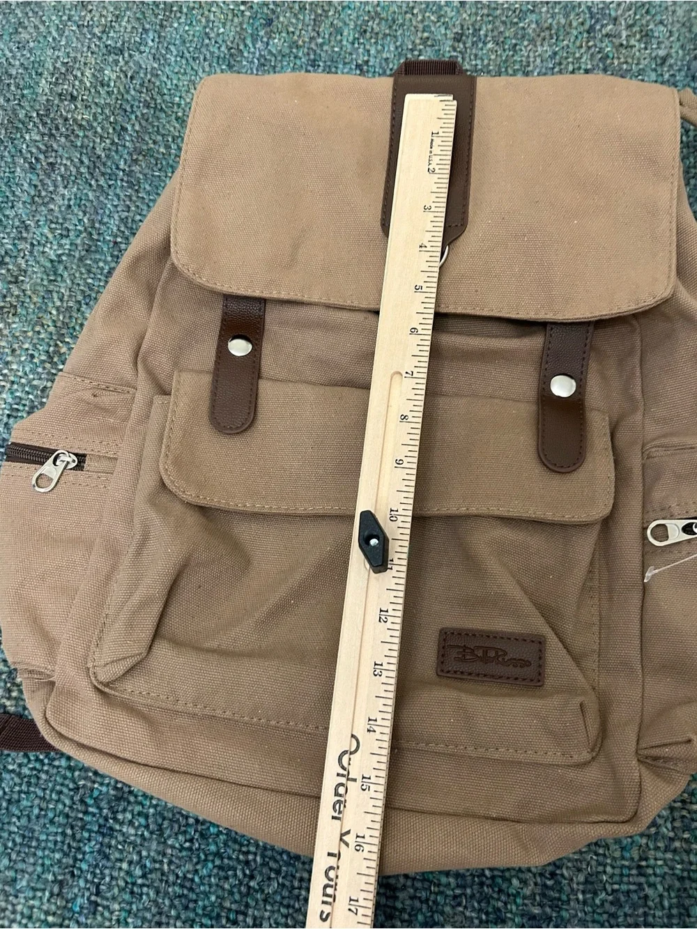 Bella Russo Drawstring Khaki Canvas Backpack 18